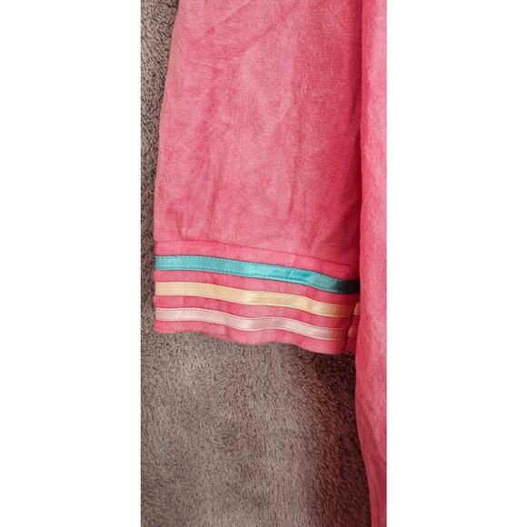 VTG Plaza 9 Pink Velour Robe Long Nightgown 1/2‎ Zip Ribbon Accent Sz 3X 44 - Picture 3 of 4